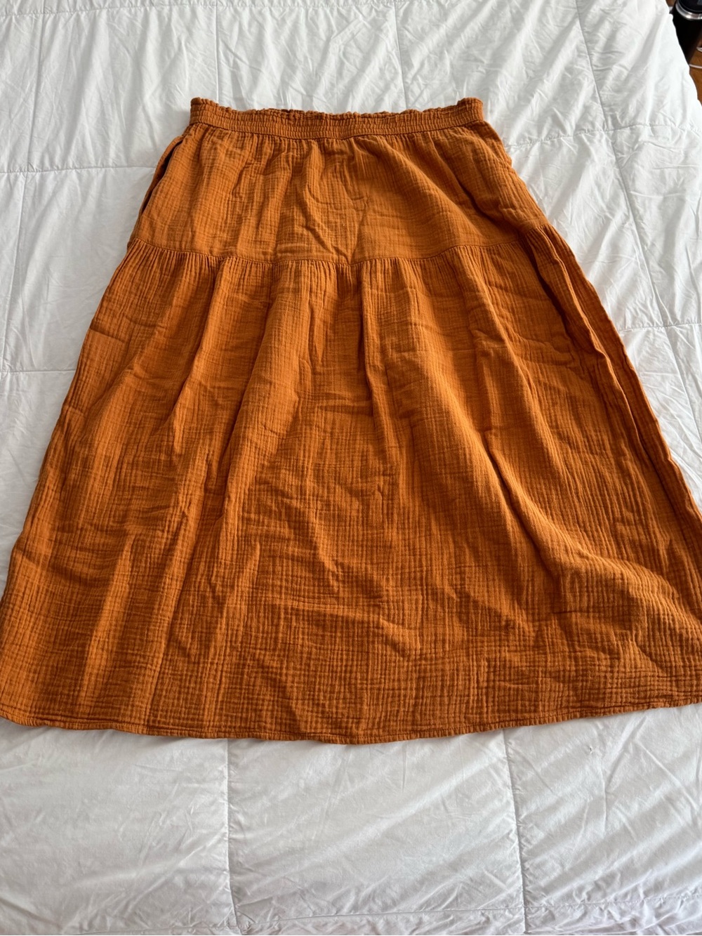Universal Thread Rust Orange Tiered A-Line Midi Skirt